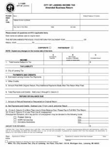 Fillable Online 1120XL OF LANSING INCOME TAX CITY OF LANSING CITY