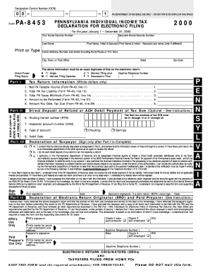 Fillable Online 2000 Pennsylvania Individual Income Tax Declaration For 