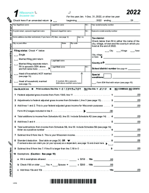 Fillable Online 2022 I 010 Form 1 Wisconsin Income Tax fillable 