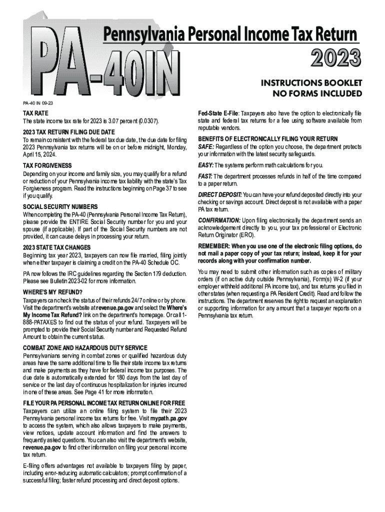 Fillable Online 2023 Pennsylvania Personal Income Tax Return 