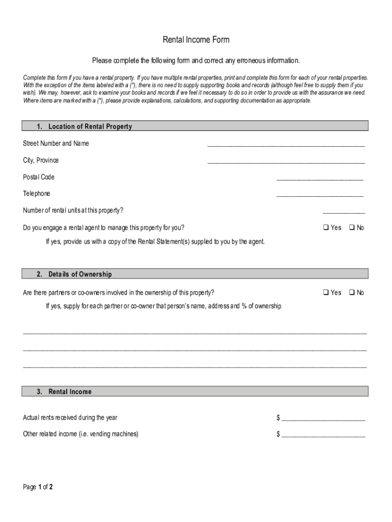 Fillable Online About The Schedule E Rental Income Tax Form Fax Email