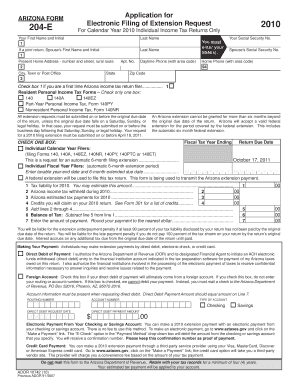 Fillable Online Arizona Form 204 E Application For Electronic Filing 