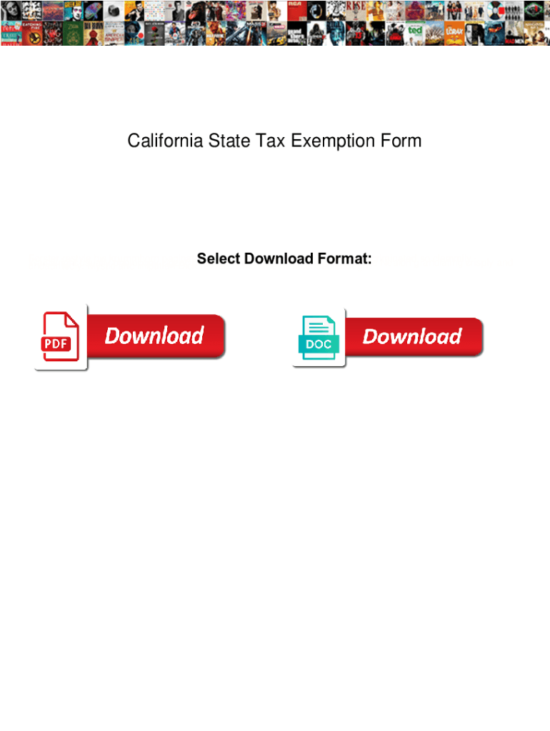 Fillable Online California State Tax Exemption Form California State