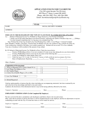 Fillable Online City Of Lorain Income Tax Division Fax Email Print 