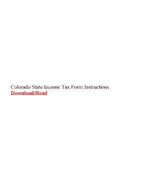 Fillable Online Colorado State Income Tax Form Instructions Fax Email 