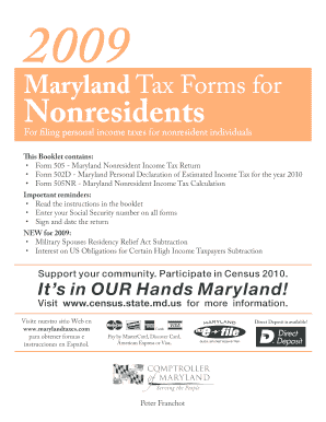 Fillable Online Form 505 Maryland Nonresident Income Tax Return Fax 