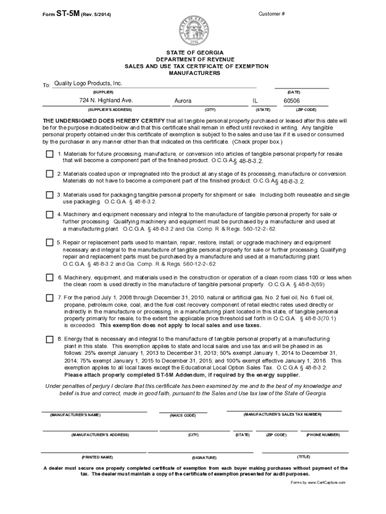 Fillable Online Georgia Sales Tax Exemption And Resale Form Fax Email 