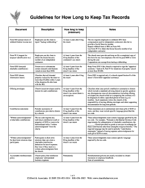 Fillable Online Guidelines For How Long To Keep Tax Records Fax Email 
