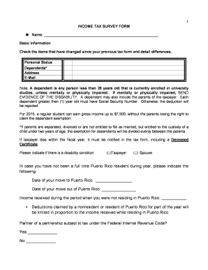 Fillable Online INCOME TAX SURVEY FORM Torres CPA Group Fax Email