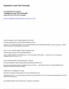 Fillable Online Keystone Local Tax Form Healthcare Reform And