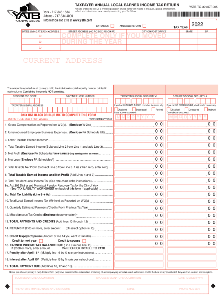 Fillable Online Local Earned Income Tax Return Form Fax Email Print 