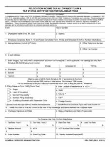Fillable Online RELOCATION INCOME TAX ALLOWANCE CLAIM Fax Email Print