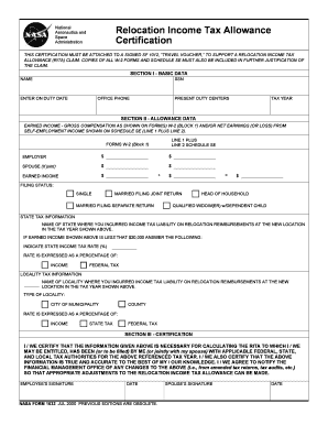 Fillable Online Searchpub Nssc Nasa Relocation Income Tax Allowance Fax 
