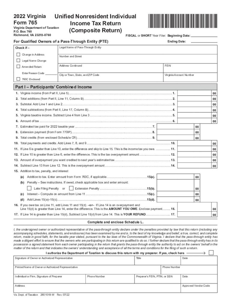 Fillable Online Virginia Tax Forms 2022 Printable State VA 760 