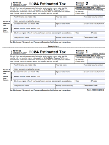 Form 1040 ES gt 2024 IRS 1040 ES Printable Form Instructions To File 