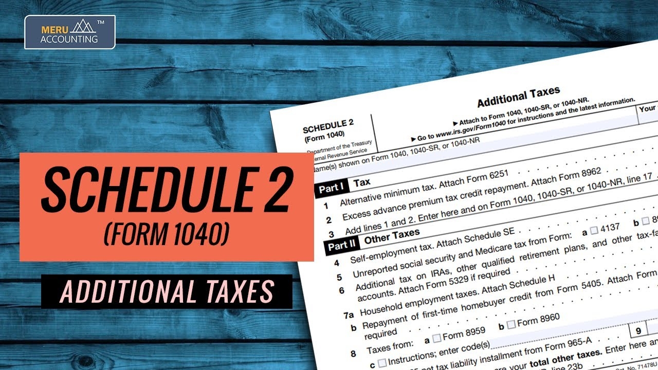 Form 1040 Schedule 2 Additional Taxes AMT Self Employment Taxes Form 1040 Schedule 2 Additional Taxes AMT Self Employment Taxes
