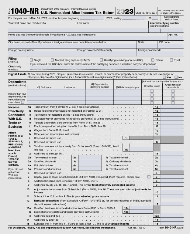 Form 1040NR Nonresident Alien Income Tax Return Explained