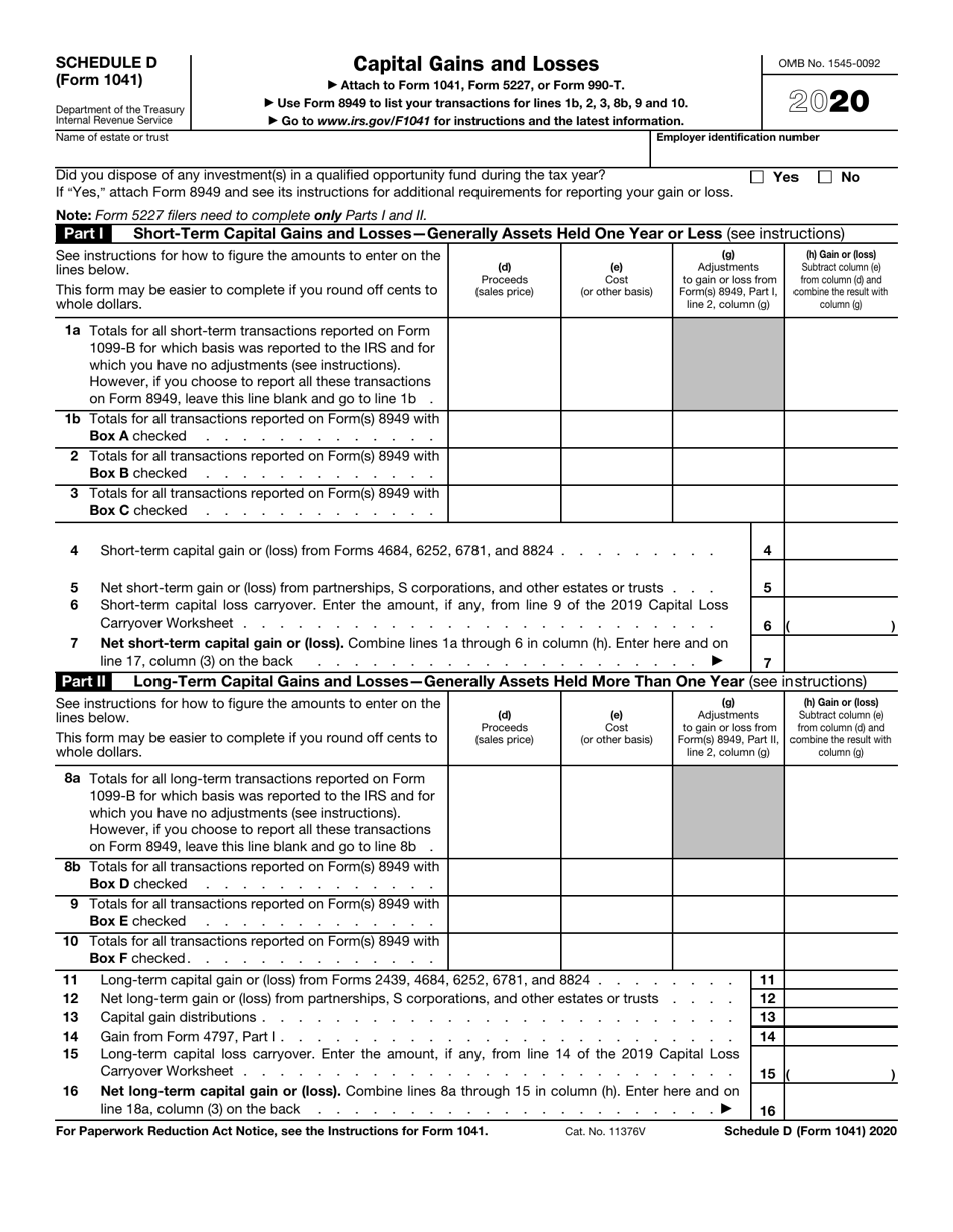 Form 1041 Capital Gain Tax Worksheet