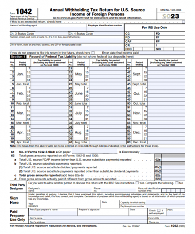 Form 1042 Understanding U S Sourced Income Of Foreign Persons