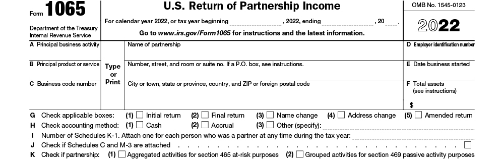 Form 1065 Instructions U S Return Of Partnership Income