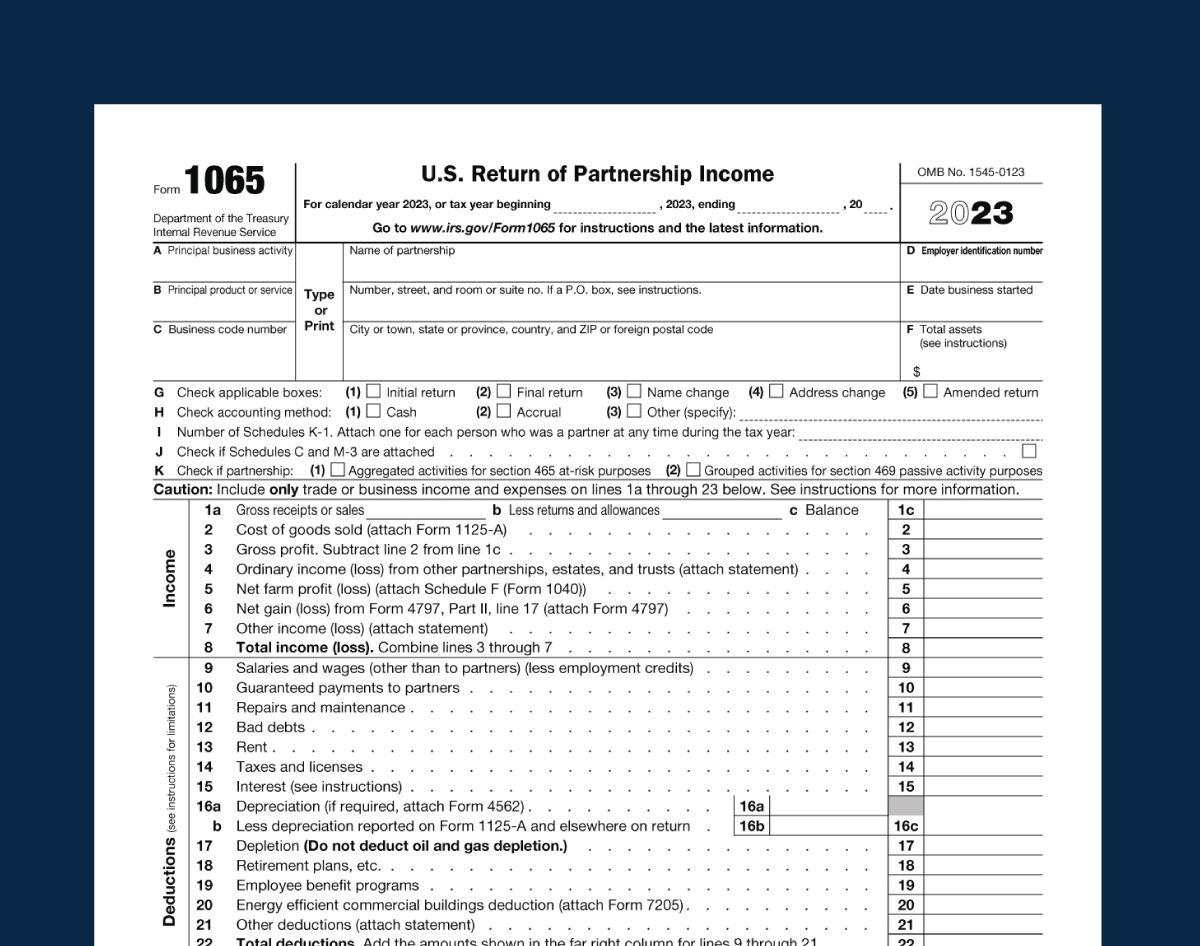 Form 1065 Instructions U S Return Of Partnership Income