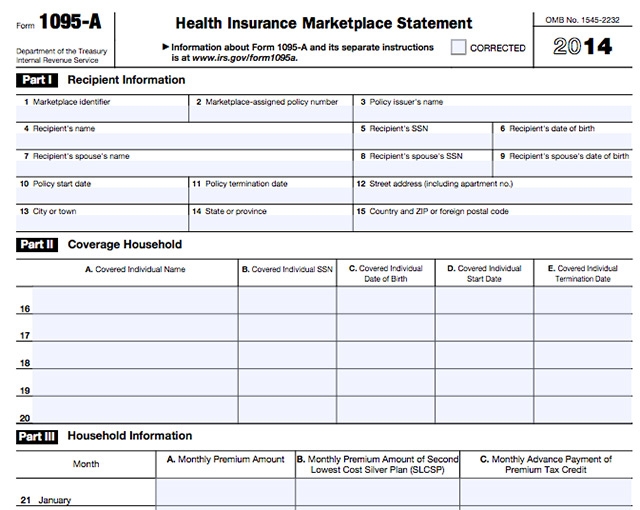 Form 1095 A 1095 B 1095 C And Instructions Obamacare Facts