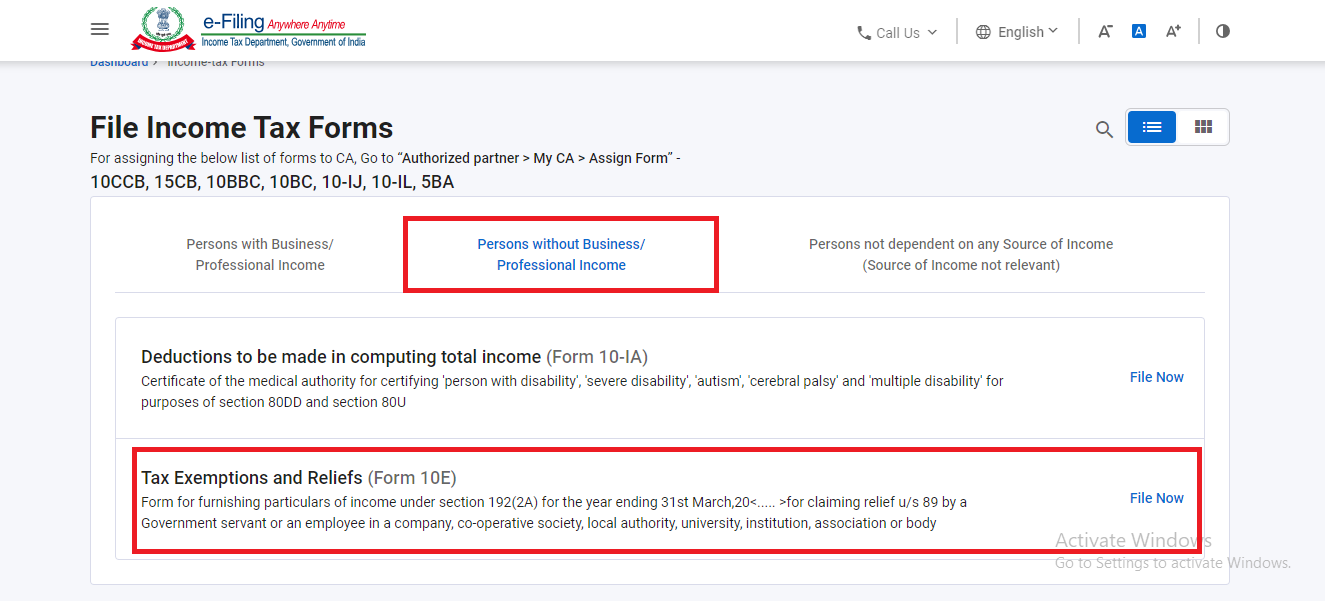 Form 10E Income Tax How To Fill Form 10E To Claim Relief Under Section 
