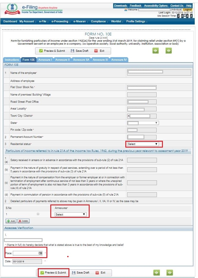 Form 10E On Income Tax E filing Portal Learn By Quicko