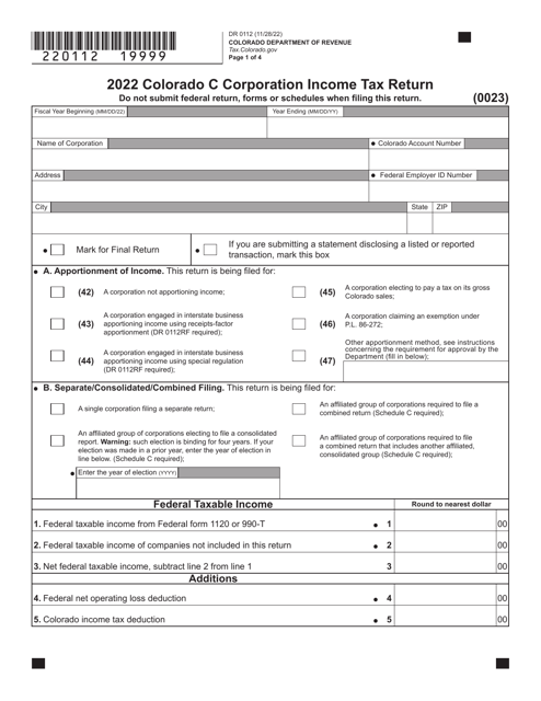 Form 112 DR0112 2022 Fill Out Sign Online And Download Fillable 