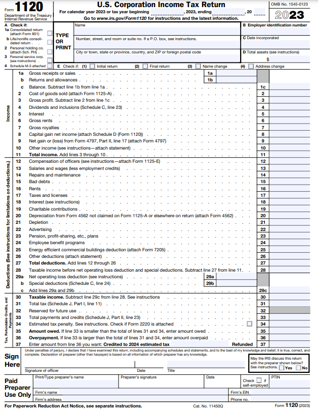 Form 1120 How To Complete And File 1120 Tax Form