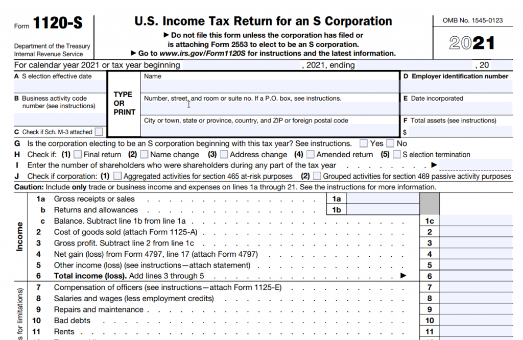 Form 1120 S U S Income Tax Return For An S Corporation Loan Globally