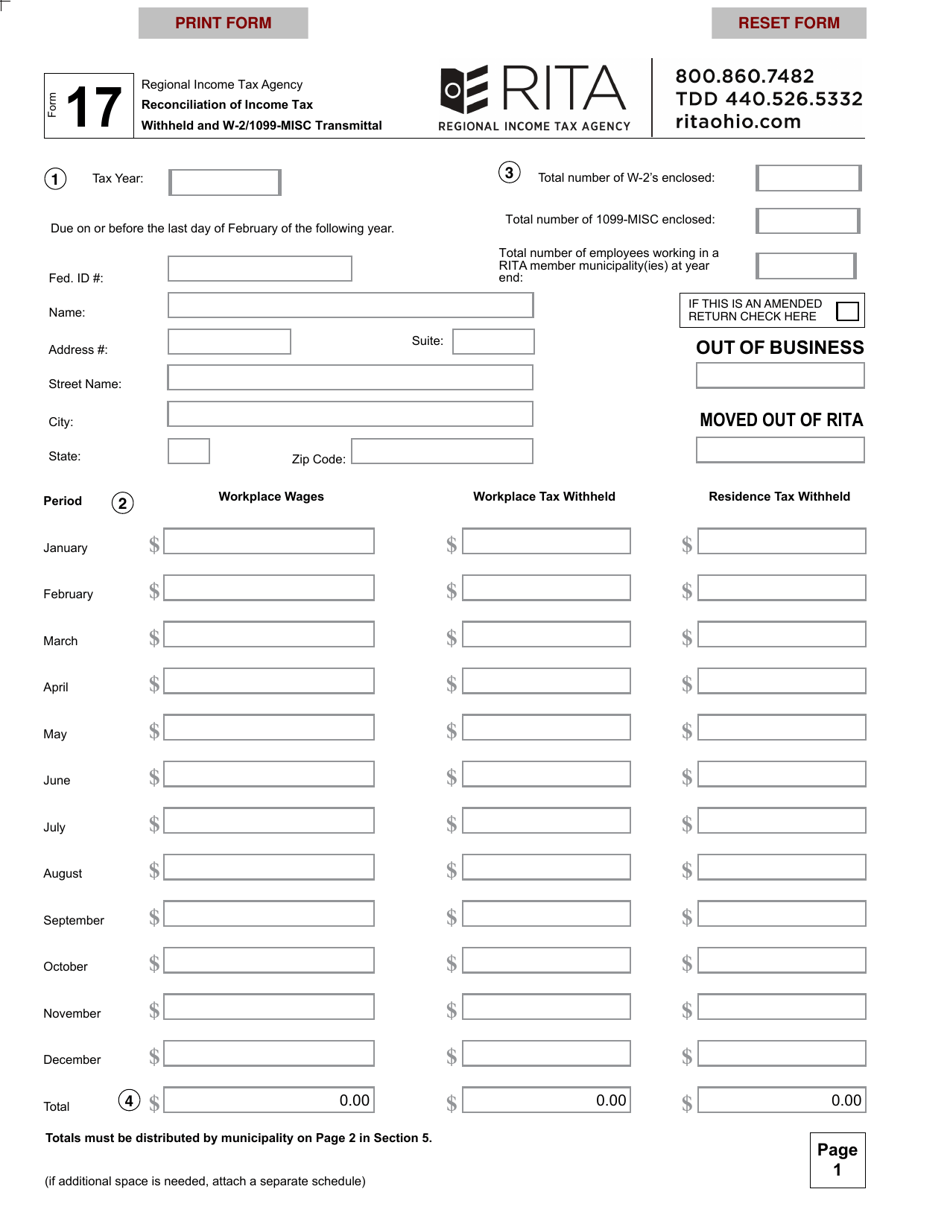 Form 17 Fill Out Sign Online And Download Fillable PDF Ohio 