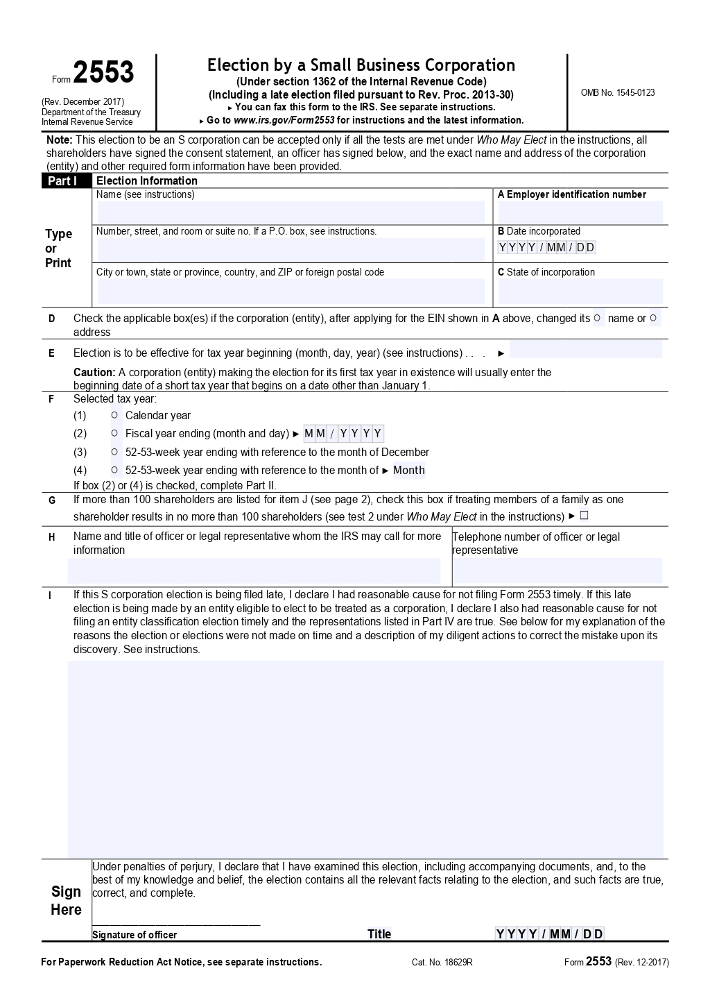 Form 2553 Template ONLYOFFICE