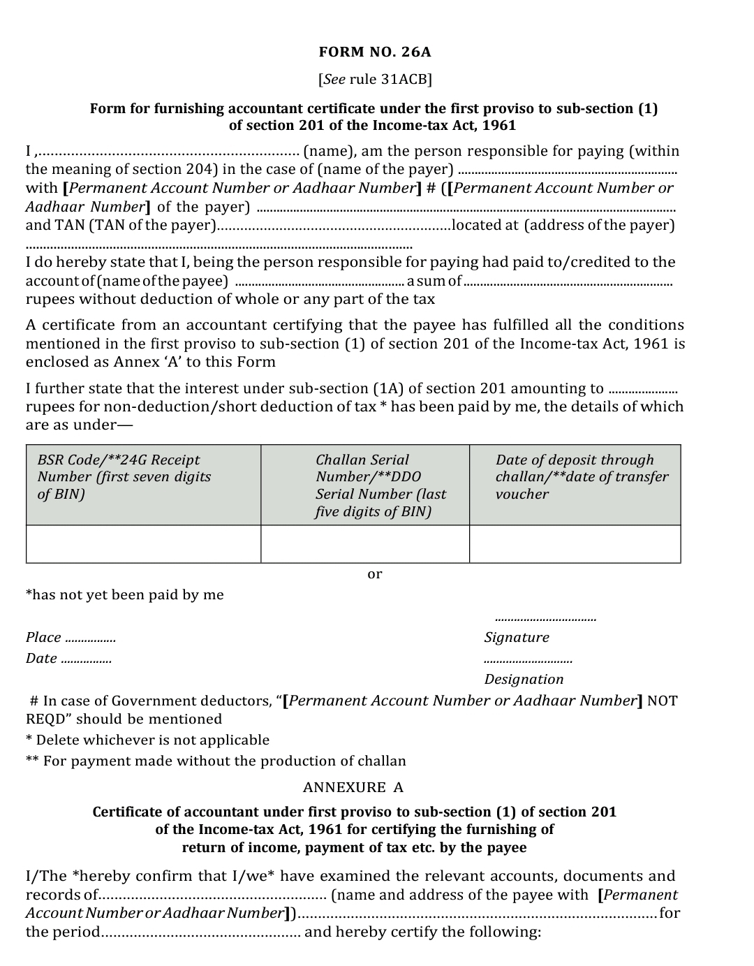 Form 26A Form 27BA Form 10BD And Form 10BE Are Available For Filing 