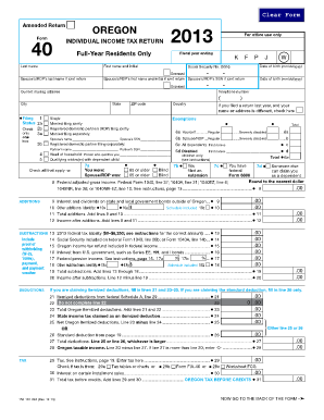 Form 40 Full Year Resident Individual Income Tax Oregon gov 