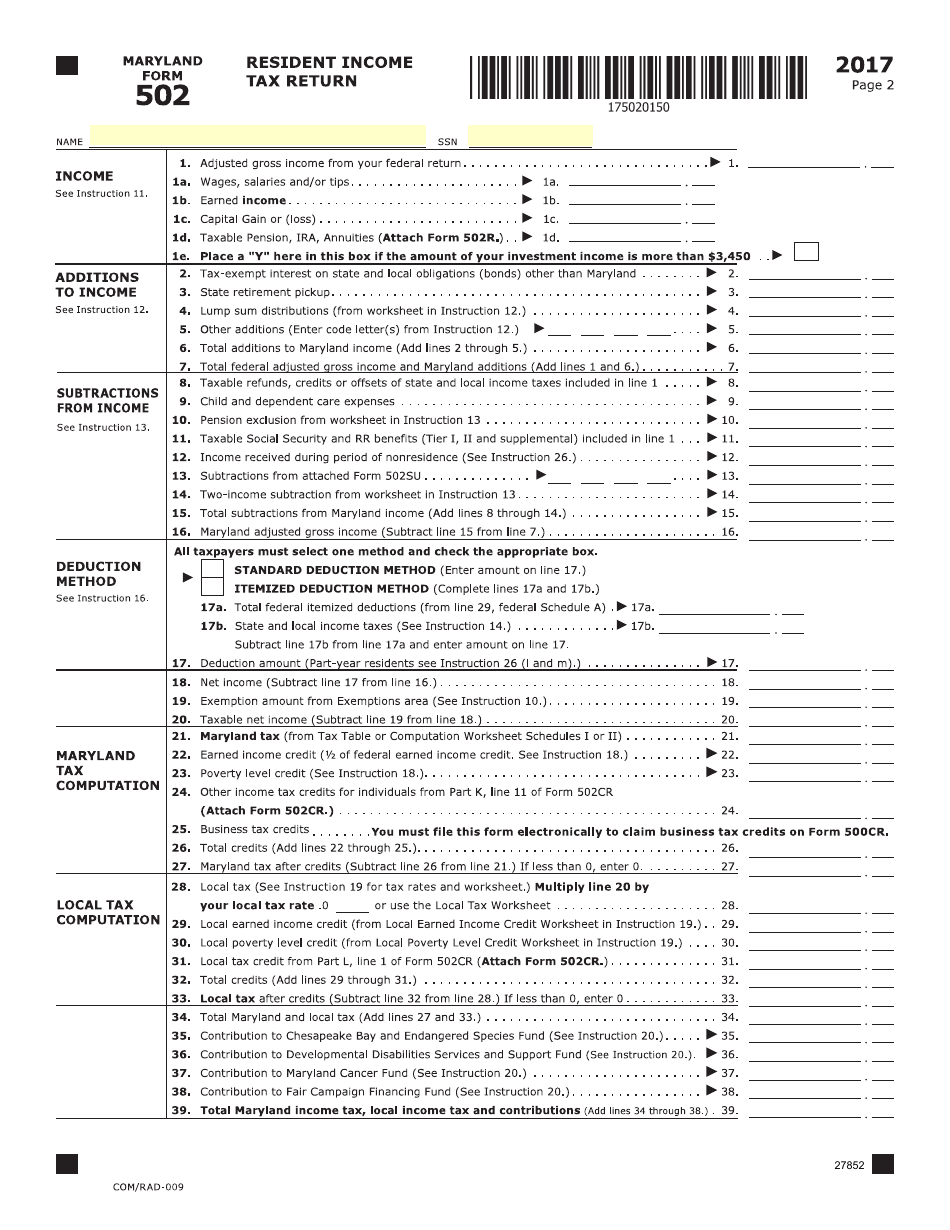 Form 502 2017 Fill Out Sign Online And Download Fillable PDF 