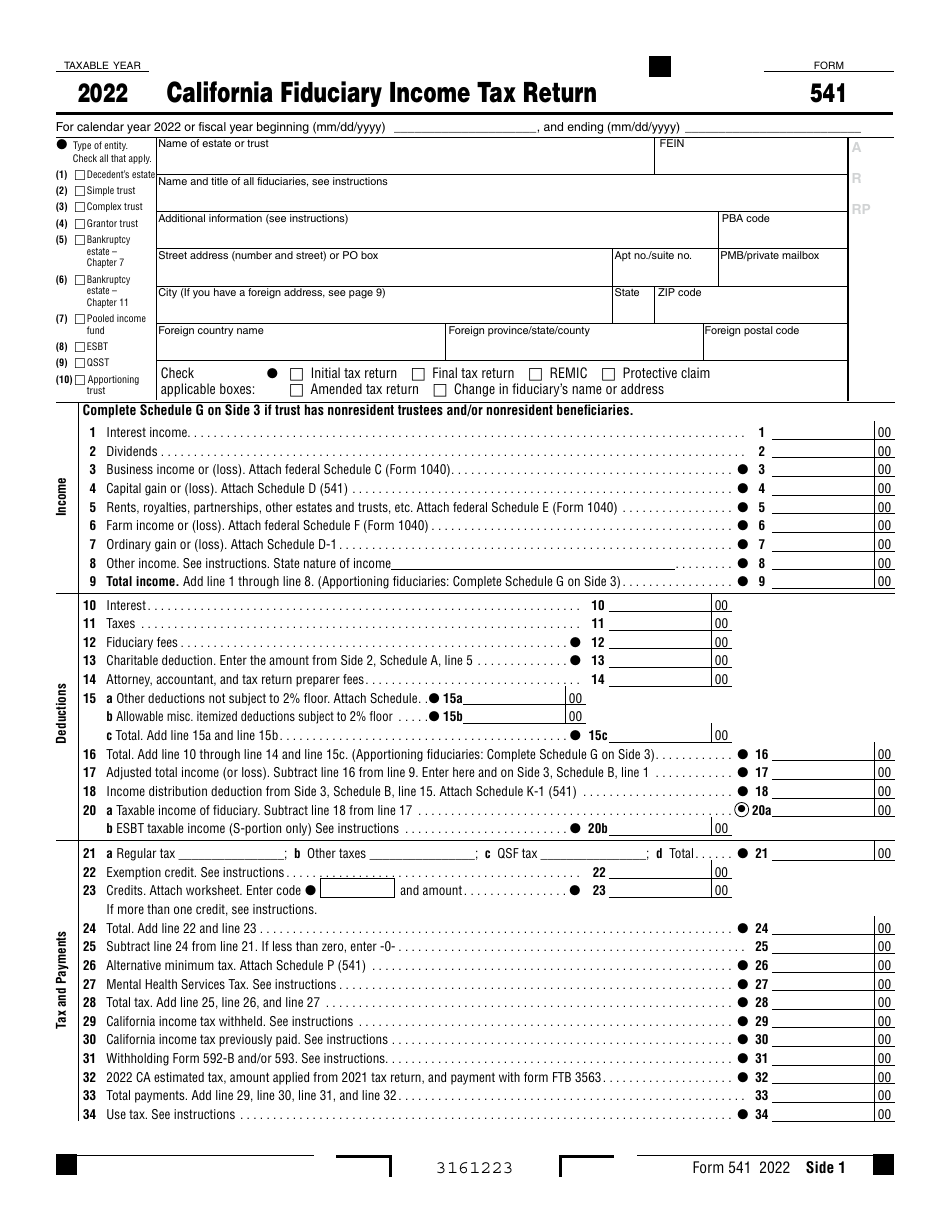 Form 541 2022 Fill Out Sign Online And Download Fillable PDF 