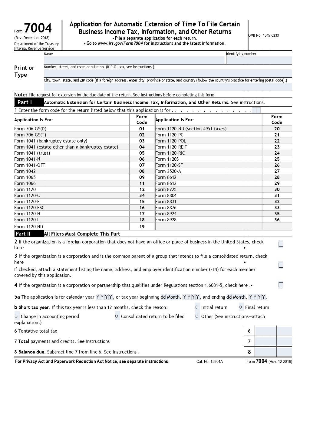Form 7004 Template ONLYOFFICE
