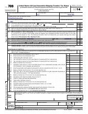 Form 709 709 United States Gift And Generation Skipping Transfer Tax 