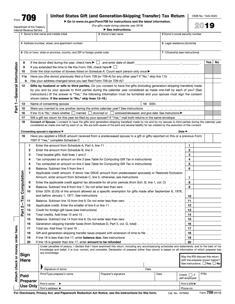 Form 709 Example Printable Forms Free Online