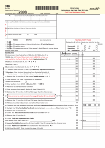 Form 740 Kentucky Individual Income Tax Return 2008 Printable Pdf