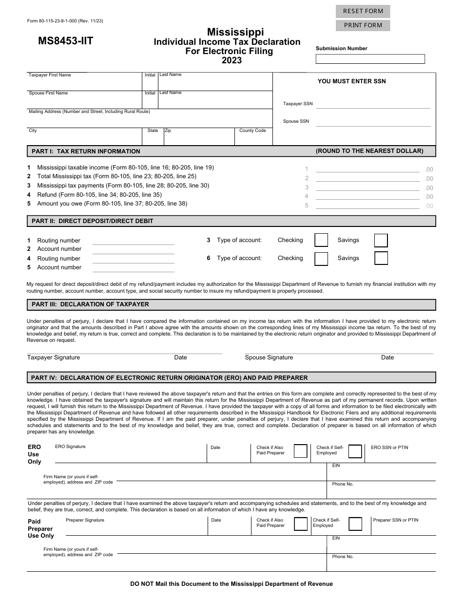 Form 80 115 MS8453 IIT Download Fillable PDF Or Fill Online 