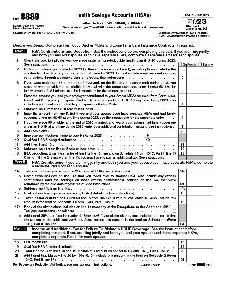 Form 8889 2025 Tax Forms Form 8889 2025 Tax Forms
