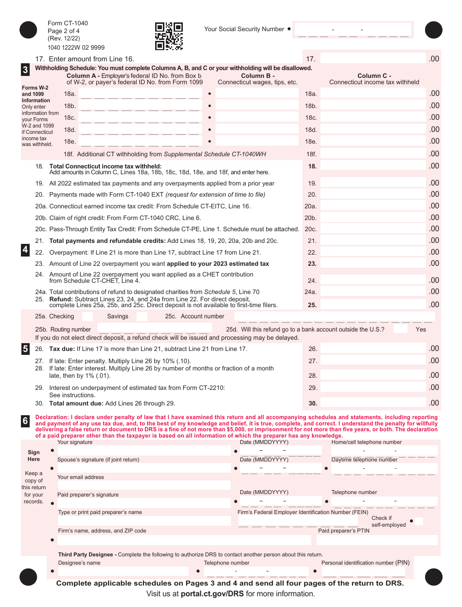 Form CT 1040 2022 Fill Out Sign Online And Download Printable PDF 