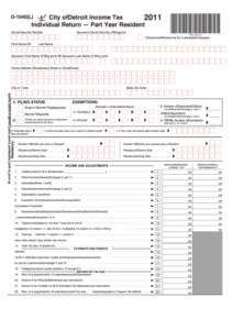 Form D 1040 L City Of Detroit Income Tax Individual Return Part