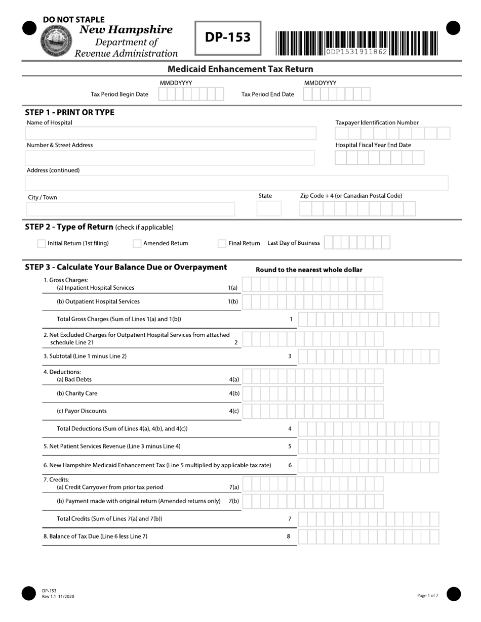 Form DP 153 Download Fillable PDF Or Fill Online Medicaid Enhancement