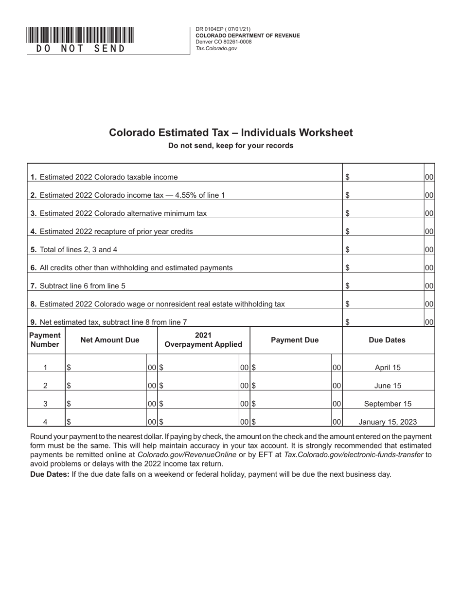 Form DR0104EP 2022 Fill Out Sign Online And Download Fillable PDF 