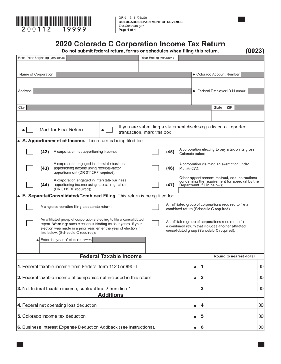 Form DR0112 2020 Fill Out Sign Online And Download Fillable PDF 