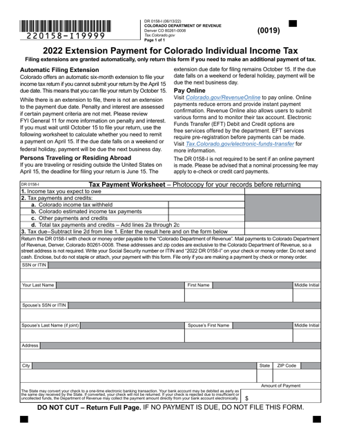 Form DR0158 I Download Fillable PDF Or Fill Online Extension Payment 