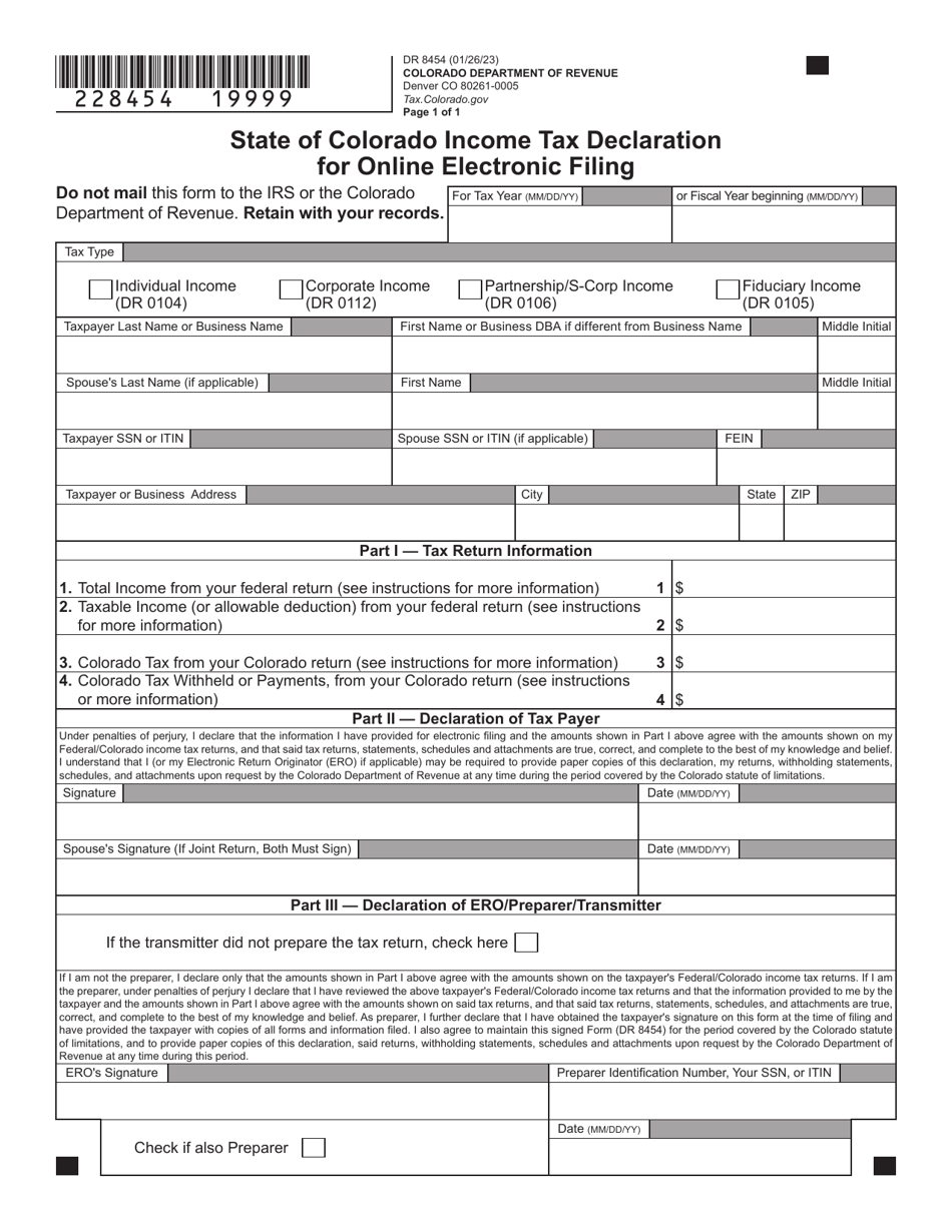 Form DR8454 Fill Out Sign Online And Download Fillable PDF Colorado